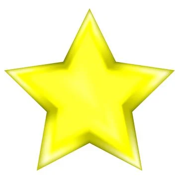Yellow five-pointed star, cartoonish appearance. Mesh gradient. White backgr Stock Illustration