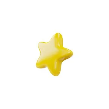 Yellow five pointed star realistic 3d vector, golden rating icon, achievement Stock Illustration