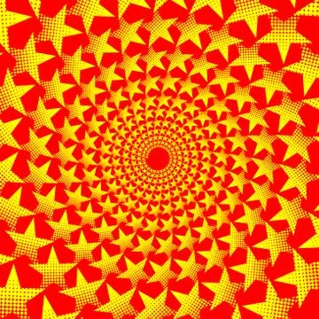Yellow five-pointed star on red background - vector pattern, Illustrazione stock