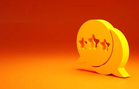 Yellow Five stars customer product rating review icon isolated on orange back Stock Illustration