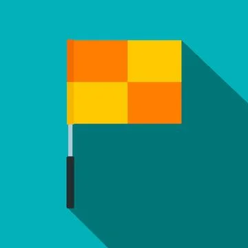 Yellow flag on flagpole flat icon Stock Illustration