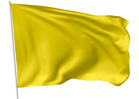 Yellow flag on flagpole Stock Illustration