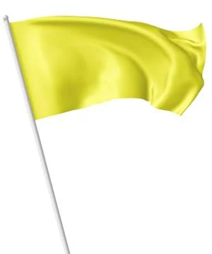 Yellow flag on flagpole waving in wind Stock Illustration
