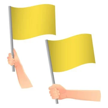 Yellow flag in hand icon Stock Illustration