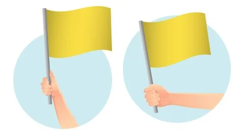 Yellow flag in hand icon Stock Illustration