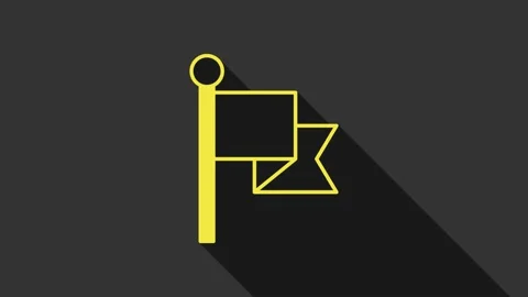 Yellow Flag icon isolated on grey background. Victory, winning and conquer Stock Footage 155140318