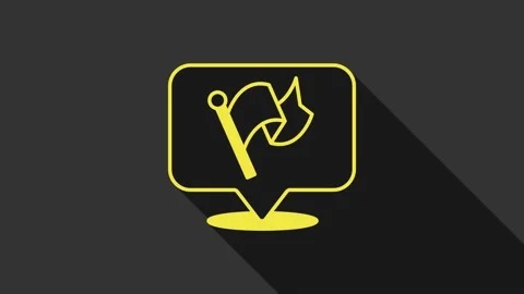 Yellow Flag icon isolated on grey background. Victory, winning and conquer Stock Footage 155140360
