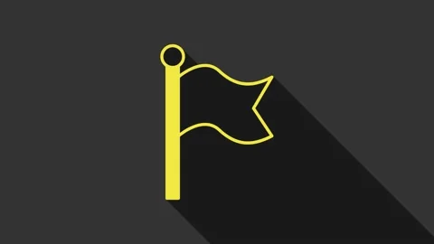 Yellow Flag icon isolated on grey background. Victory, winning and conquer Stock Footage 155140732