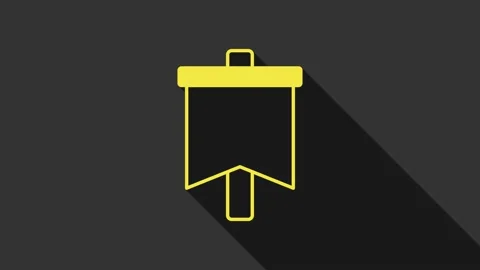 Yellow Flag icon isolated on grey background. Victory, winning and conquer Stock Footage 155140826