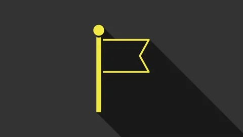 Yellow Flag icon isolated on grey background. Victory, winning and conquer Stock Footage 155141094