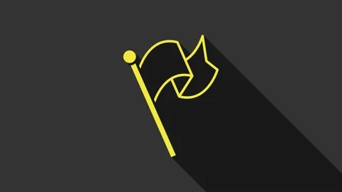 Yellow Flag icon isolated on grey background. Victory, winning and conquer Stock Footage 155141212