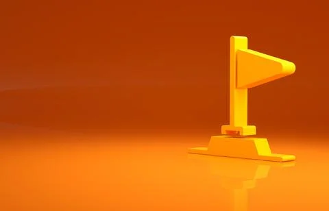 Yellow Flag icon isolated on orange background. Victory, winning and conquer Stock Illustration