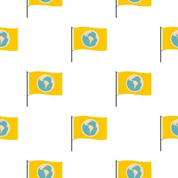 Yellow flag with the image of the globe pattern Stock Illustration