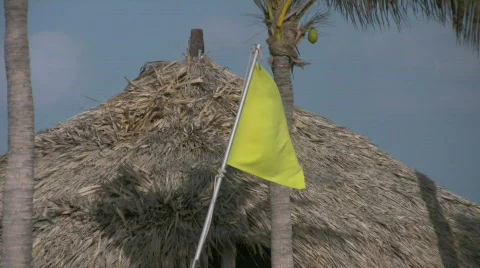 Yellow flag waving on the beach 2 Video stock 321436