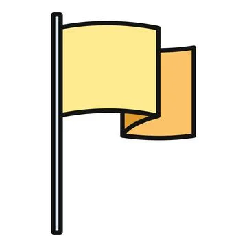 Yellow flag waving on pole representing achievement Stock Illustration