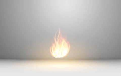 Yellow flame in the white studio room Stock Illustration