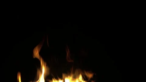 Yellow flames on black background. Strong fire on black background. Beautiful Stock Footage 316391993