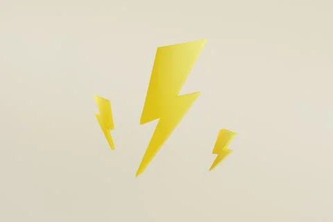 Yellow flash lightning in modern style on light background. Technology conc.. Illustrazione stock