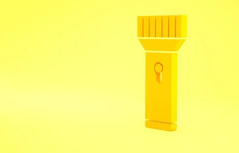 Yellow Flashlight for diver icon isolated on yellow background. Diving underw Stock Illustration