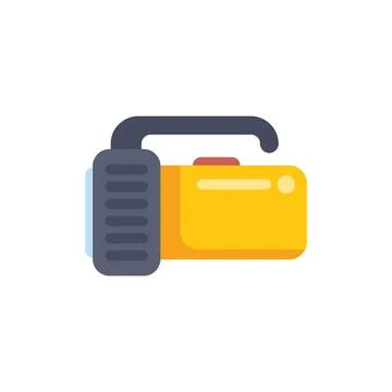 Yellow flashlight with handle emitting light beam icon Stock Illustration