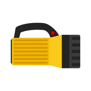 Yellow flashlight handle isolated on white background. Vector illustration Stock Illustration