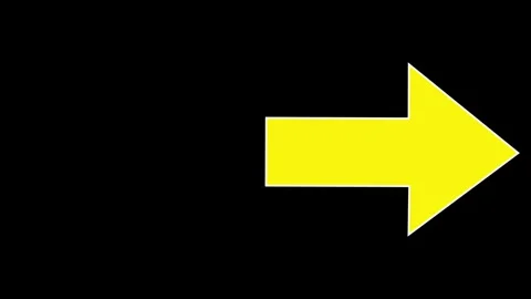 Yellow flat moving arrow on black background. Abstract directional arrow an.. Stock Footage 295933116