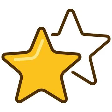 Yellow flat star icon with outline symbol for rating or favorite. Stock Illustration
