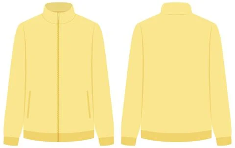 Yellow Fleece Jacket Mockup with Front and Back Technical Views Иллюстрация