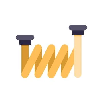 Yellow flexible spring connecting two elements on white background 库存插图