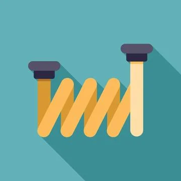 Yellow flexible spring is stretching with long shadow on turquoise background Stock Illustration
