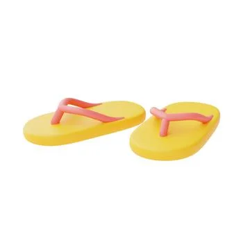 Yellow flip flops isolate on white background,summer beach elements,3d render Stock Illustration