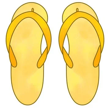 Yellow Flip Flops Isolated Summer Icon Illustration Stock Illustration