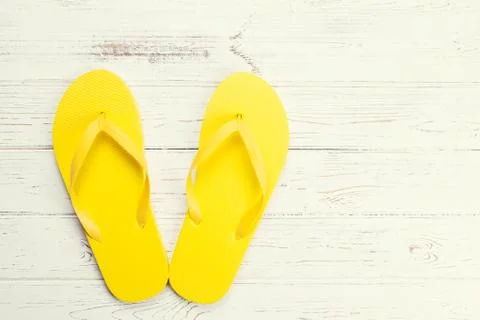 Yellow flip-flops Stock Photos