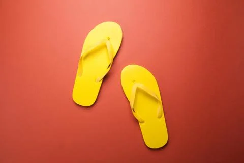 Yellow flip-flops Stock Photos