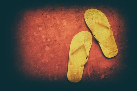 Yellow flip-flops Stock Photos