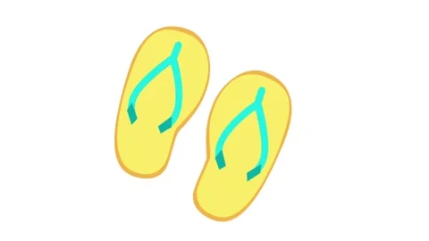 Yellow Flip Flops Receding Flat Animation Video stock 331551820