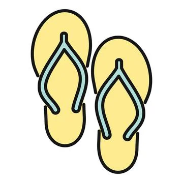 Yellow flip flops summer beach footwear icon Stock Illustration