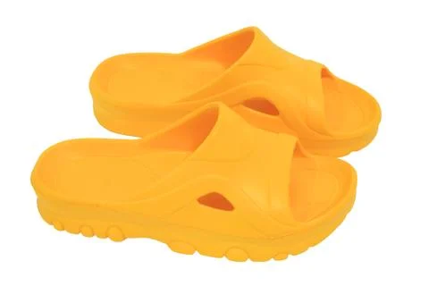 Yellow Flip Flops On White Background Stock Photos