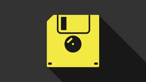 Yellow Floppy disk for computer data storage icon isolated on grey background Stock Footage 147692714