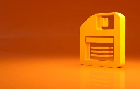 Yellow Floppy disk for computer data storage icon isolated on orange background Stock Illustration