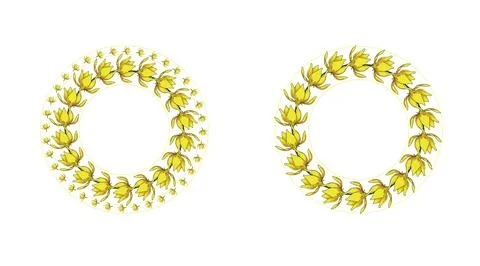 Yellow floral circular frame Stock Illustration