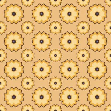 Yellow Floral Pattern with Central Circles Illustrazione stock