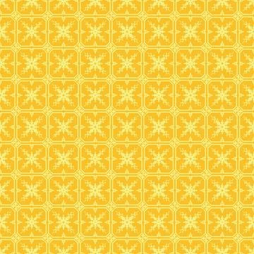Yellow Floral Pattern on Geometric Background Illustrazione stock