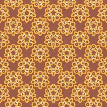 Yellow Floral Pattern with Orange Background Illustrazione stock