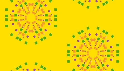 Yellow floral pixel background Stock Illustration