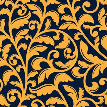 Yellow floral seamless pattern in baroque style Illustrazione stock