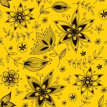 Yellow floral seamless pattern Stock Illustration
