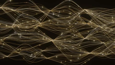 Yellow flow AI agent glow impulse curve neon lines bg able to loop endless Stock Footage 345650552