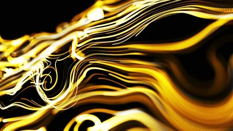 Yellow flow of particles forms curled glow lines or light streaks like glow Stock Footage 140211655