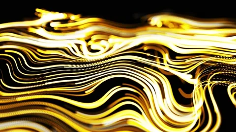 yellow flow of particles forms curled gl... | Stock Video | Pond5